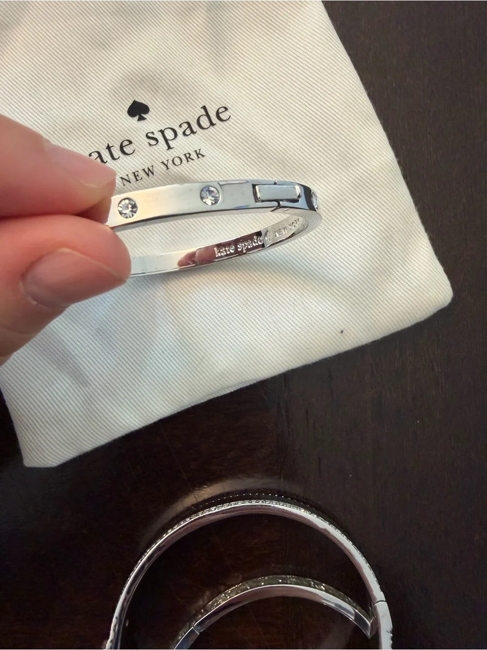kate spade Silver Tone Crystal and Heart Accent Bracelet Set - Picture 2 of 7